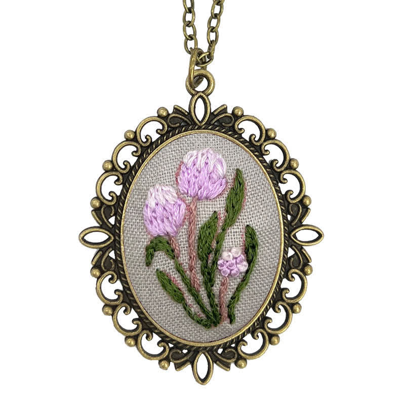 Hand Embroidered Pendant Necklace