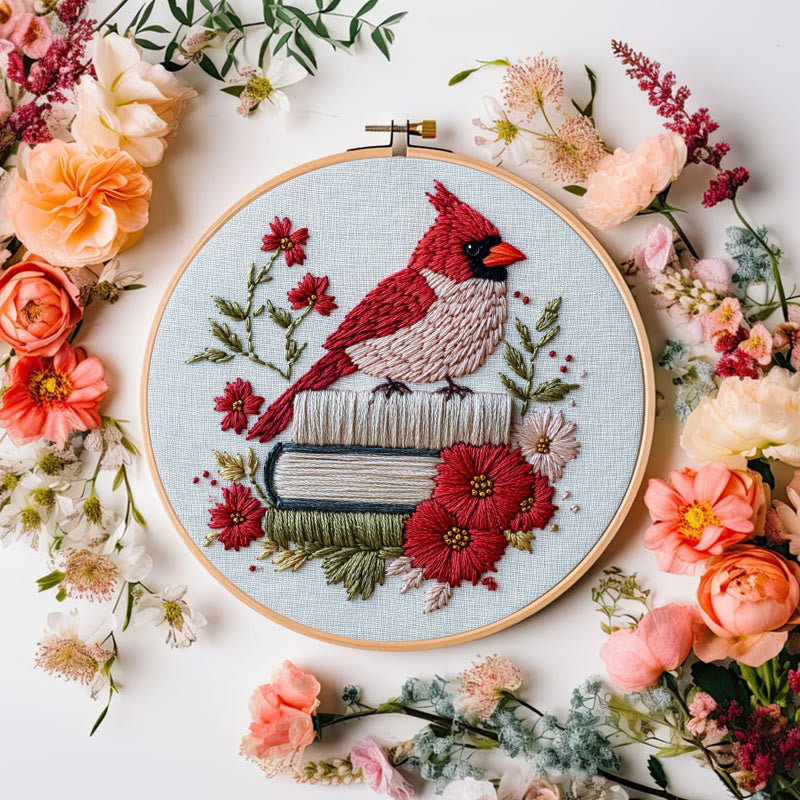 Rubbyoo Embroidery Kit - Birdsong in Bloom | Cozy Crafts Easy Embroidery Kit for Beginners