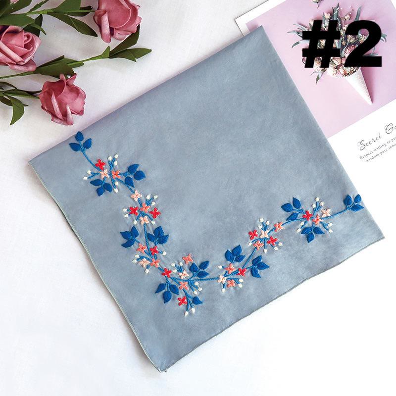 Embroidery Handkerchief Kit | Diy Floral Needlework |  Handicraft For Mother