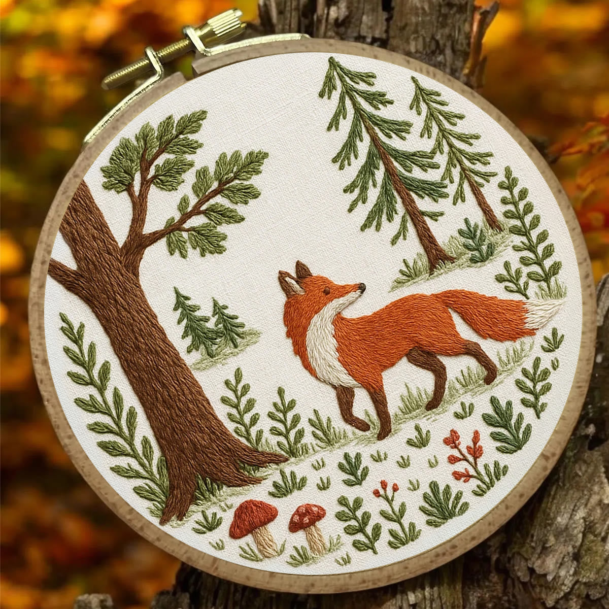 Rubbyoo Embroidery Kit - Woodland Fox | Handmade Animal Craft
