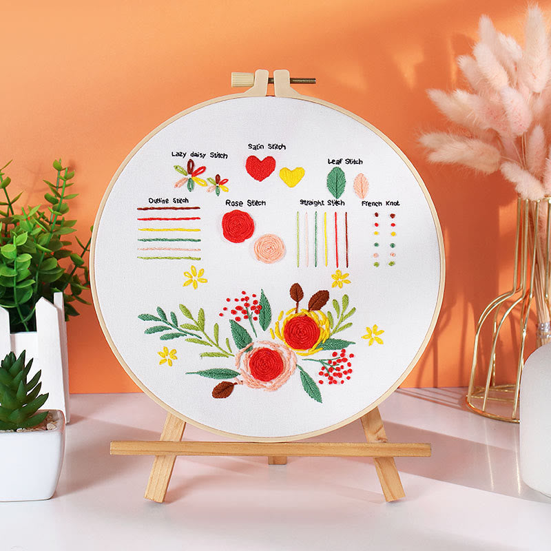 Rubbyoo Embroidery Stitch Book Kit - Basic Embroidery Stitches | Starter Learning Practice Set | Diy Needlepoint Crafts