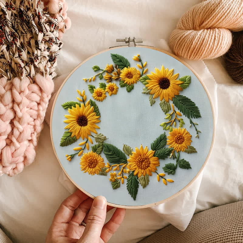 Rubbyoo Embroidery Kit - Sunflower Half Wreath
