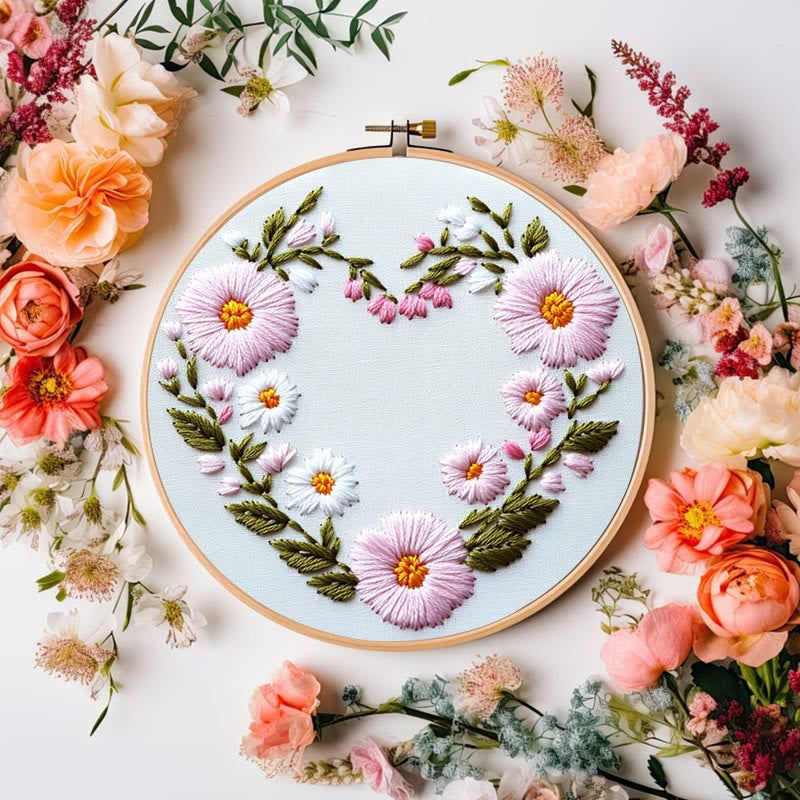 Rubbyoo Embroidery Kit - Floral Embrace | Easy Embroidery Kit for Beginners