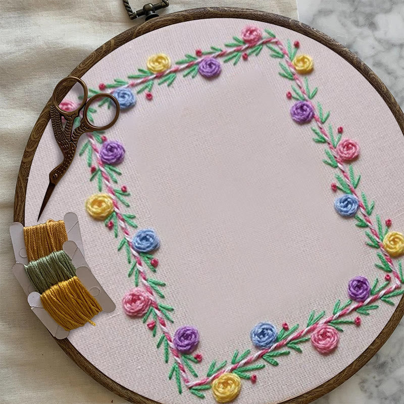 Rubbyoo Embroidery Photo Frame Kit - Colourful Flowers | Easy Needle Craft | Nice Gifts For Lovers