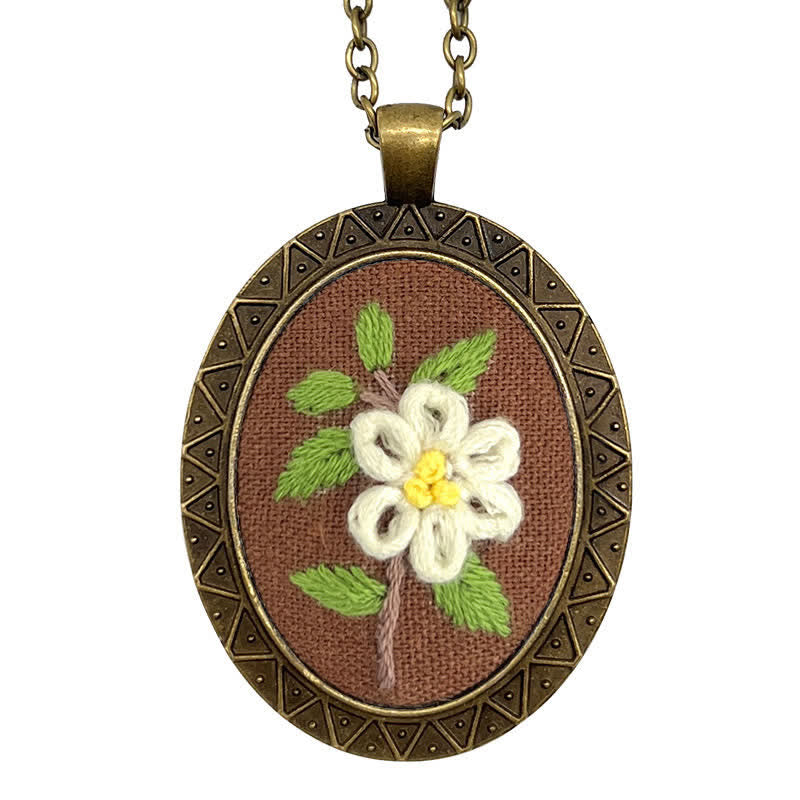 Hand Embroidered Pendant Necklace