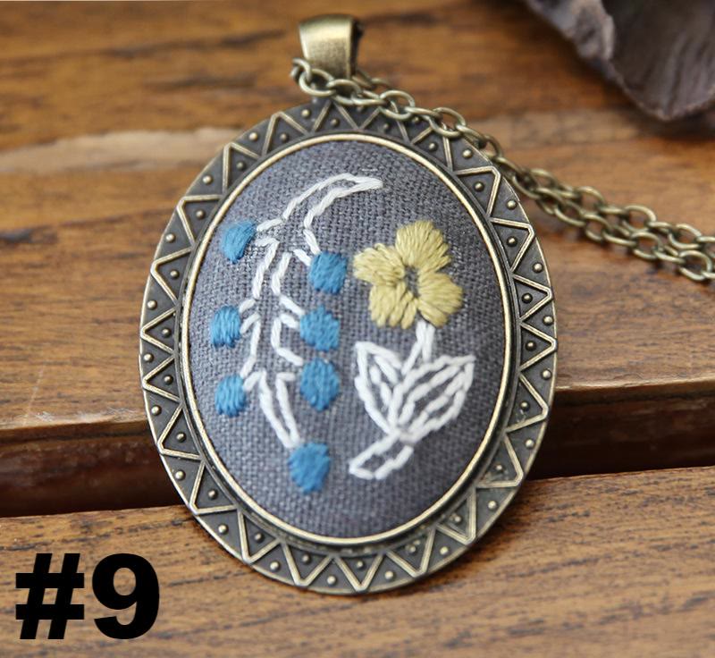 Embroidery Necklace Kits | Creative Stitching Ornament | Hand Embroidered Flower Pendant | Gifts For Her