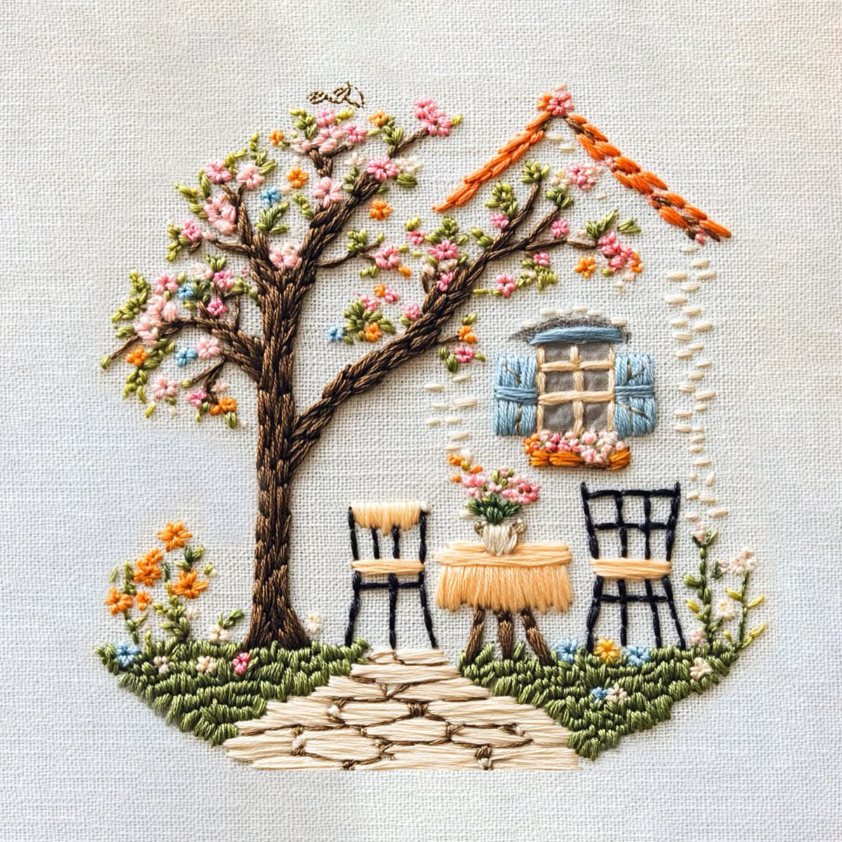 Rubbyoo Embroidery Kit - Warm Scenery Of A Cottage | Handmake Craft Kits