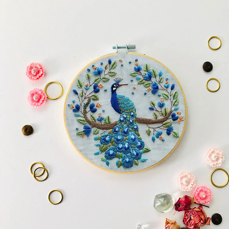 Rubbyoo Embroidery Kit - Stunning Peacock | Diy Handmake Needle Crafts