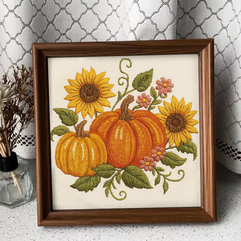 Rubbyoo Embroidery Kit - Sunflower Pumpkin | Diy Helloween Craft | Easy Beginner Needlework