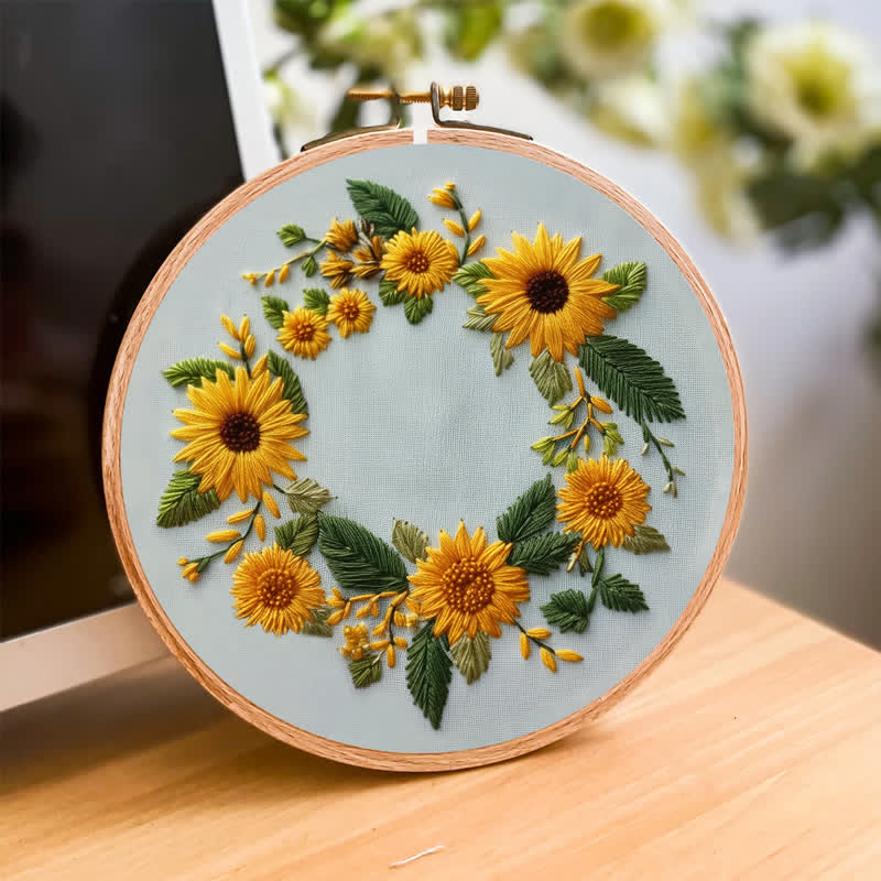 Rubbyoo Embroidery Kit - Sunflower Half Wreath