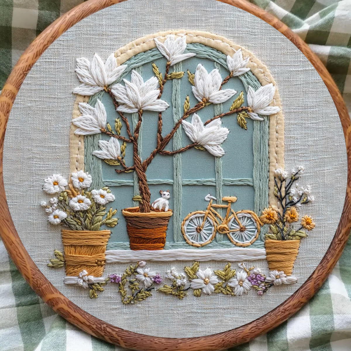 Rubbyoo Embroidery Kit - Floral Window | Diy Needle Craft Gifts