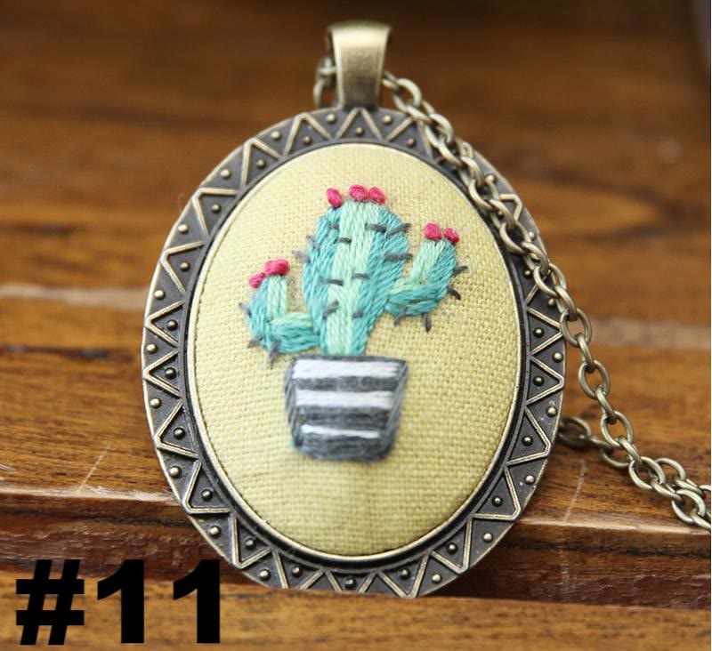 Embroidery Necklace Kits | Creative Stitching Ornament | Hand Embroidered Flower Pendant | Gifts For Her