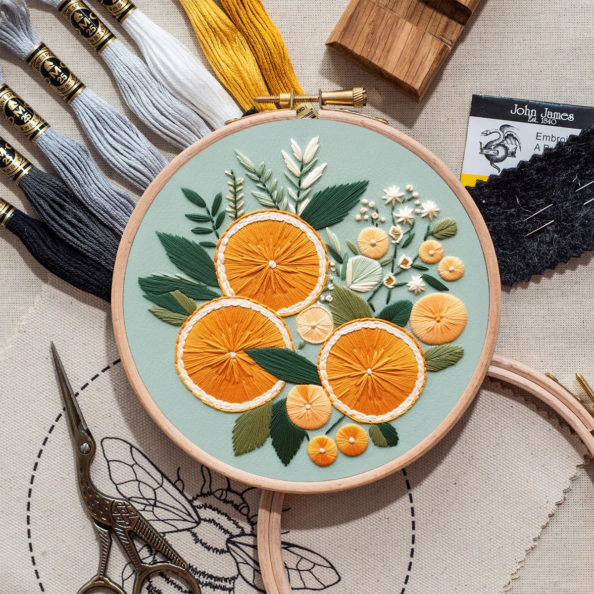 Rubbyoo Embroidery Kit- Oranges