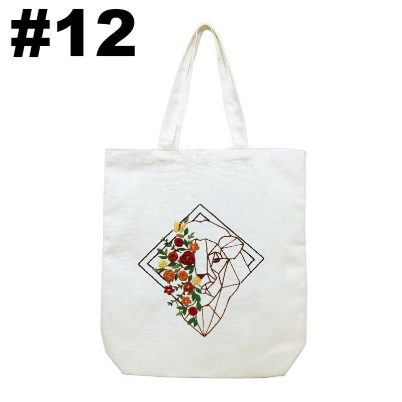Embroidery Beige And White Canvas Tote Bag Kits | Beginner Flower Crafts | Eco-friendly Shoulder Bag | Christmas Gift