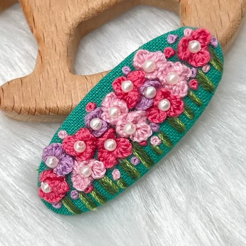 Embroidered hair clip DIY handmade material bag hair accessory headpiece