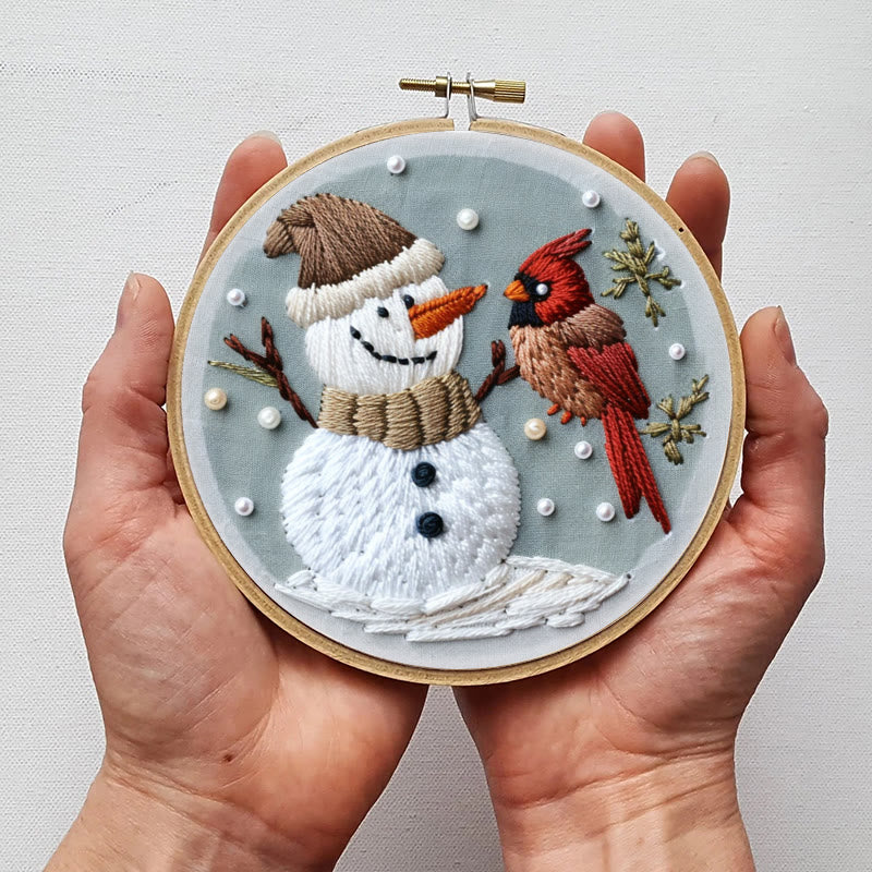 Rubbyoo Embroidery Kit-  Snowman With Bird 2