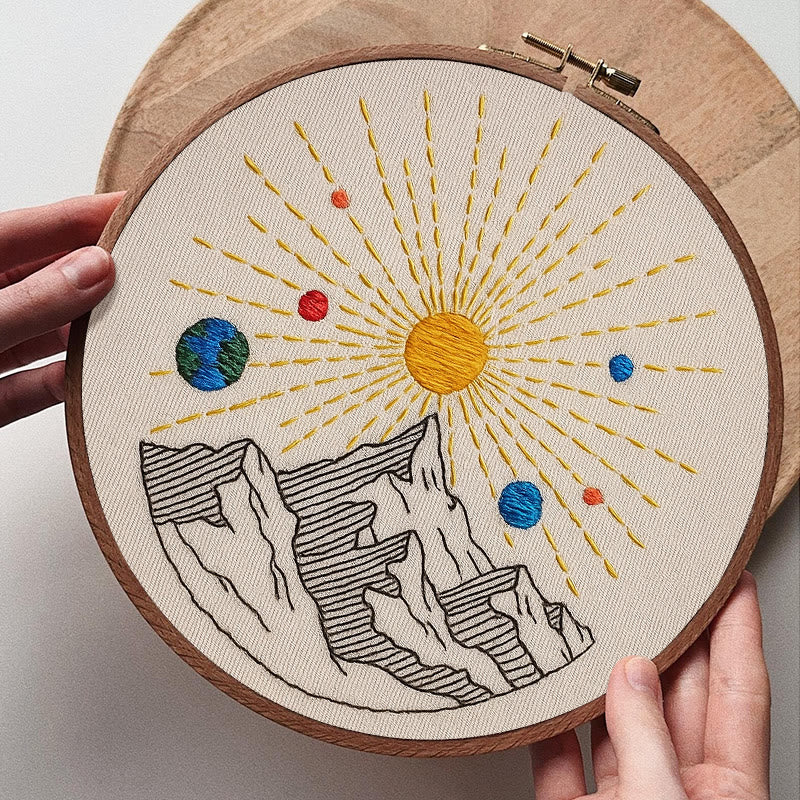 Rubbyoo Embroidery Kit - Shining Mountain | Diy Landscape Artwork | Starter Handicraft