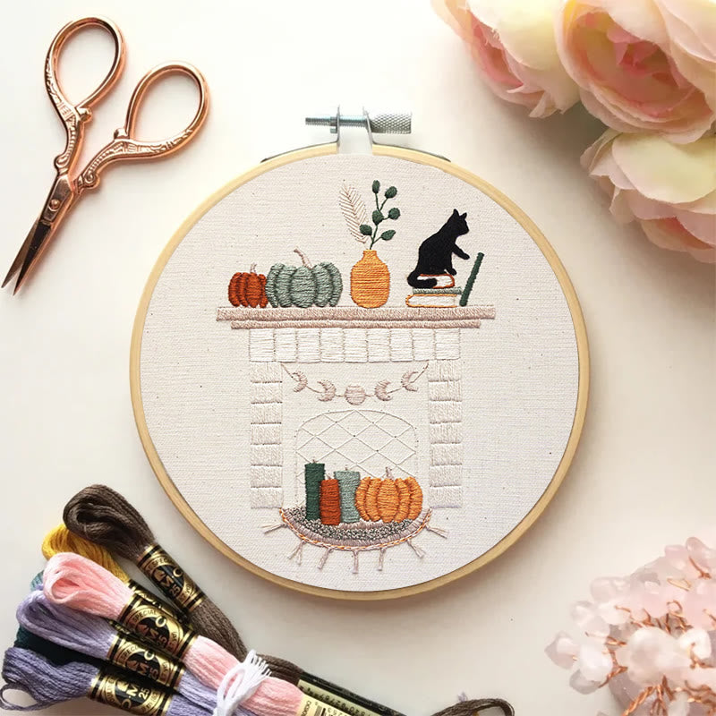 Rubbyoo Embroidery Kit - Autumn Hearth | Holiday Needle Craft Gifts