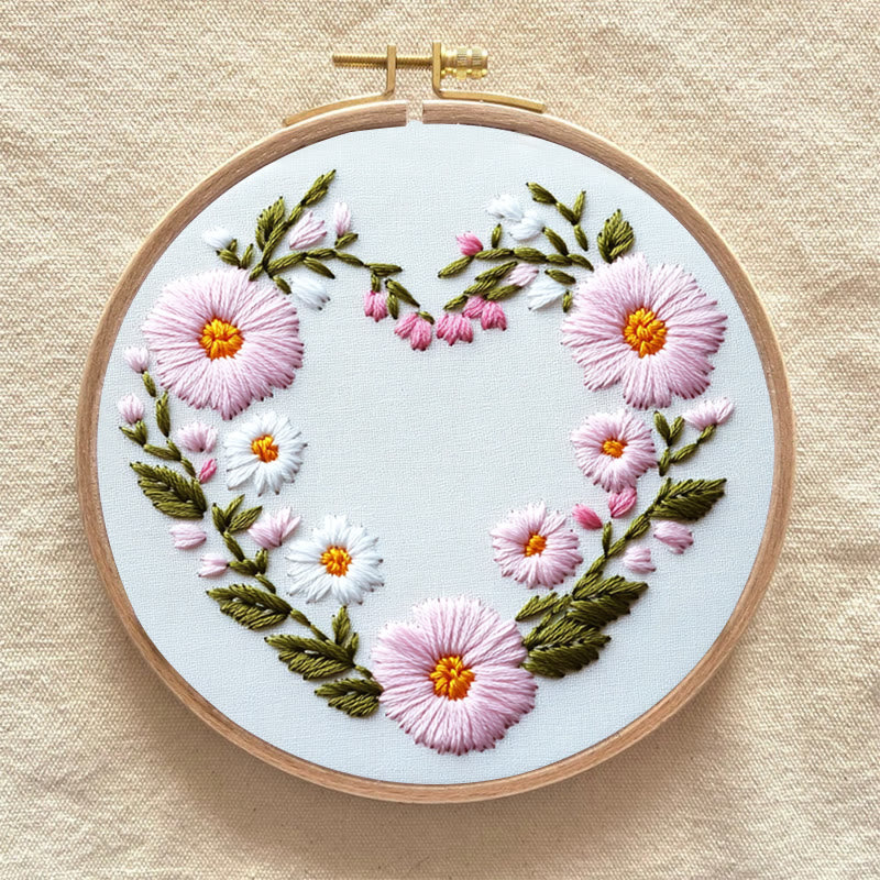 Rubbyoo Embroidery Kit - Floral Embrace | Easy Embroidery Kit for Beginners