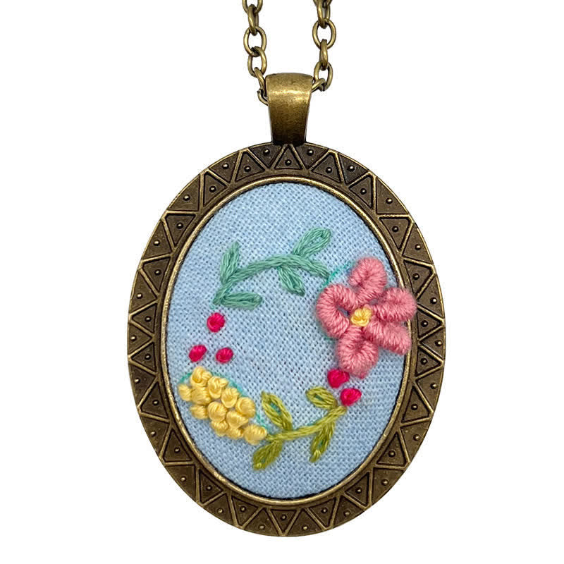 Hand Embroidered Pendant Necklace