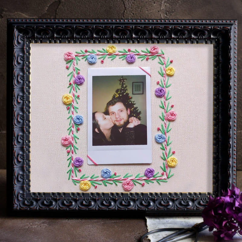 Rubbyoo Embroidery Photo Frame Kit - Colourful Flowers | Easy Needle Craft | Nice Gifts For Lovers