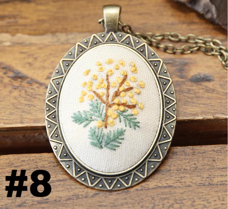 Embroidery Necklace Kits | Creative Stitching Ornament | Hand Embroidered Flower Pendant | Gifts For Her