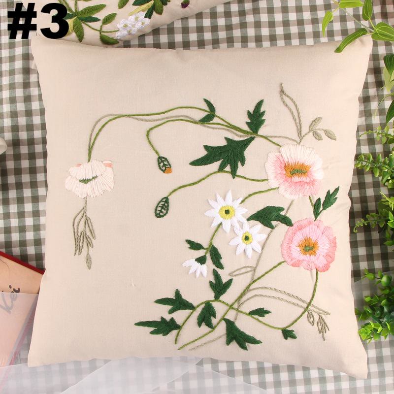 Embroidered  Pillow Case Kits  | Diy Craft Enthusiasts Gift |  Beautiful Floral Needlecrafts