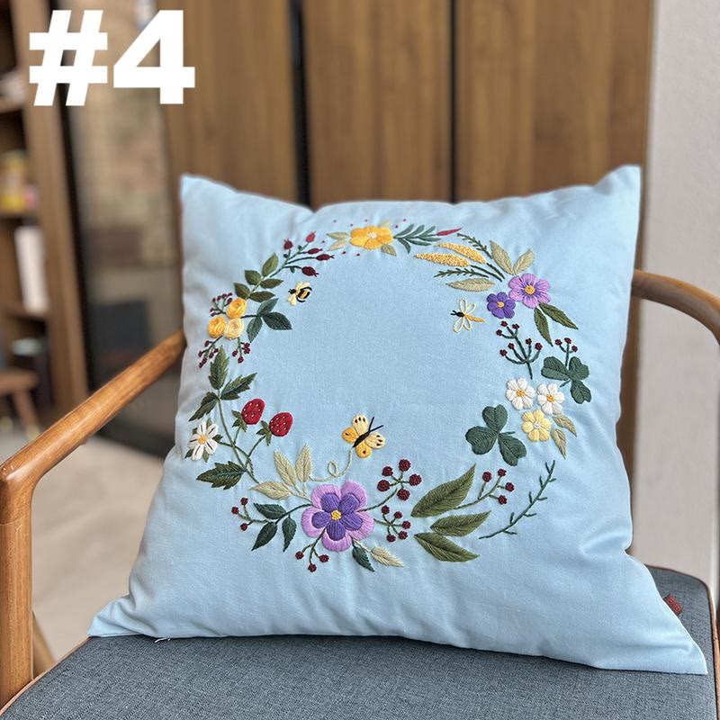 Embroidered  Pillow Case Kits  | Diy Needlepoint Home Deco | Vintage Handmake Crafts