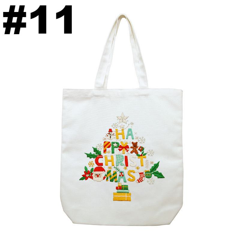 Embroidery Beige And White Canvas Tote Bag Kits | Beginner Flower Crafts | Eco-friendly Shoulder Bag | Christmas Gift
