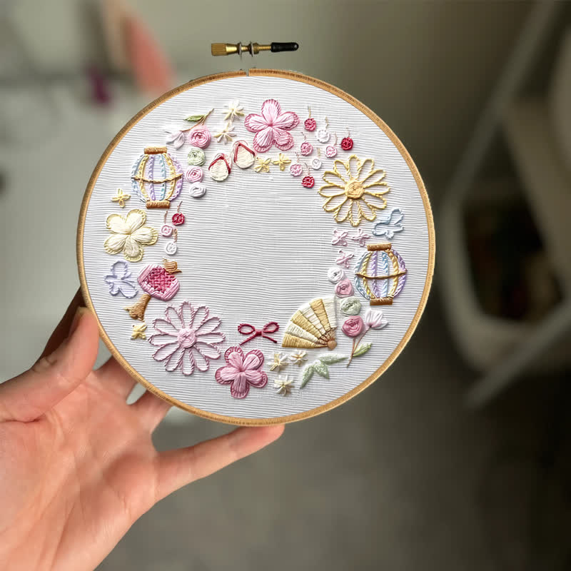 Rubbyoo Embroidery Kit - Pink Fantasy Flower World | Beginner Friendly Embroidery