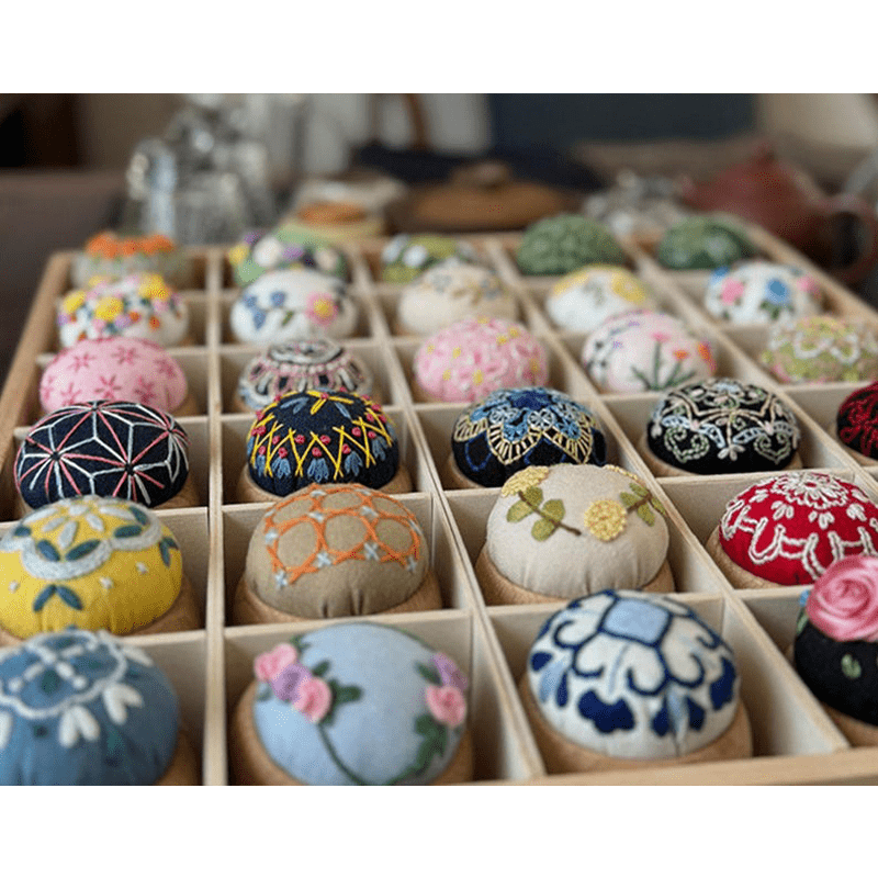 Wooden Embroidery Pin Cushion Pin Keeper