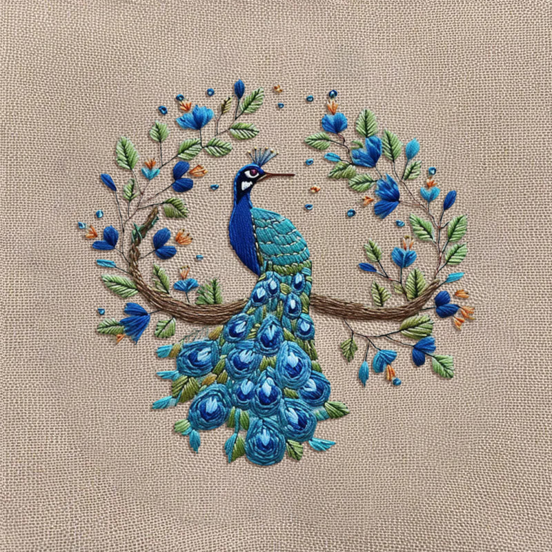 Rubbyoo Embroidery Kit - Stunning Peacock | Diy Handmake Needle Crafts