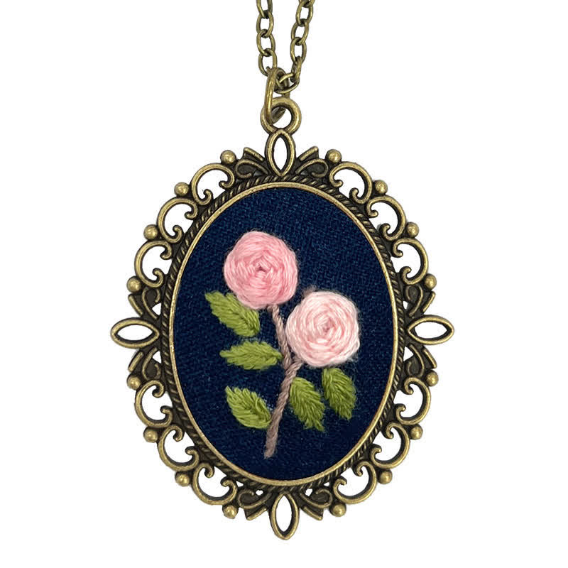 Hand Embroidered Pendant Necklace
