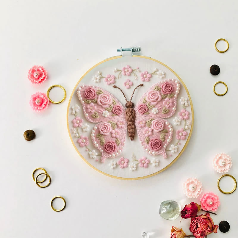 Rubbyoo Embroidery Kit - Stunning Rose Butterfly | Beautiful Handmade Gifts