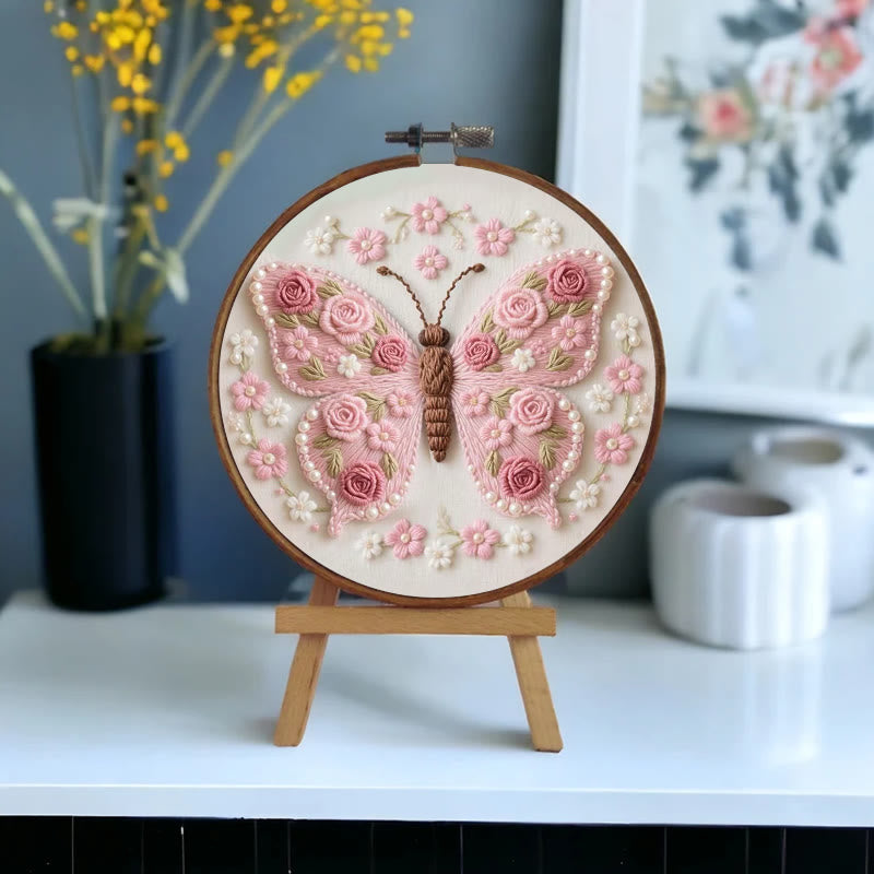 Rubbyoo Embroidery Kit - Stunning Rose Butterfly | Beautiful Handmade Gifts