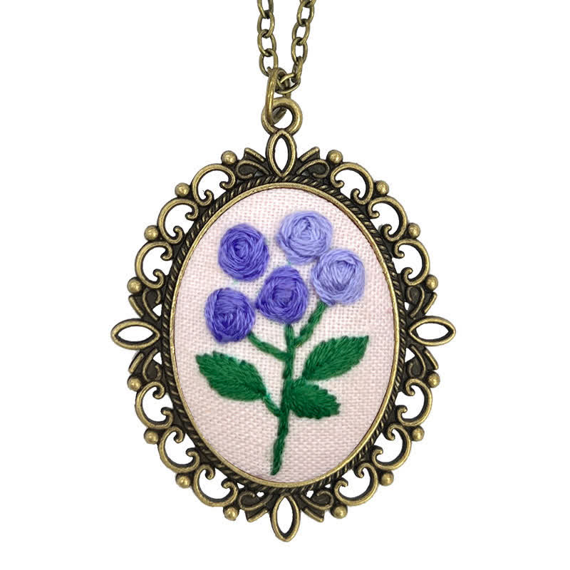 Hand Embroidered Pendant Necklace