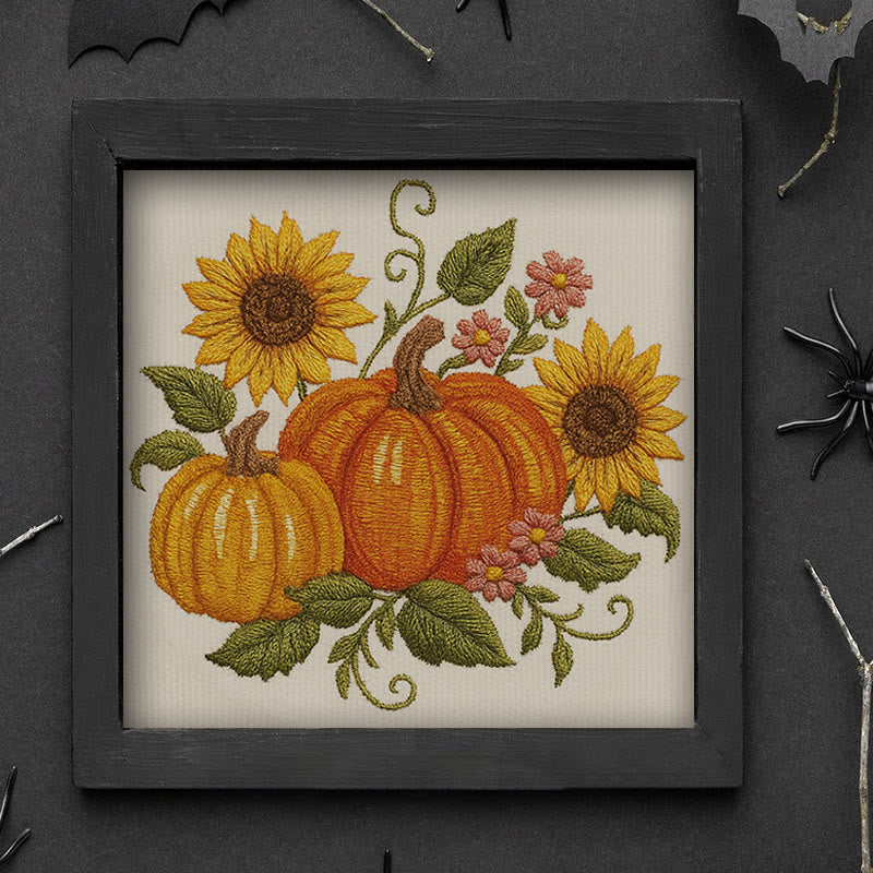 Rubbyoo Embroidery Kit - Sunflower Pumpkin | Diy Helloween Craft | Easy Beginner Needlework