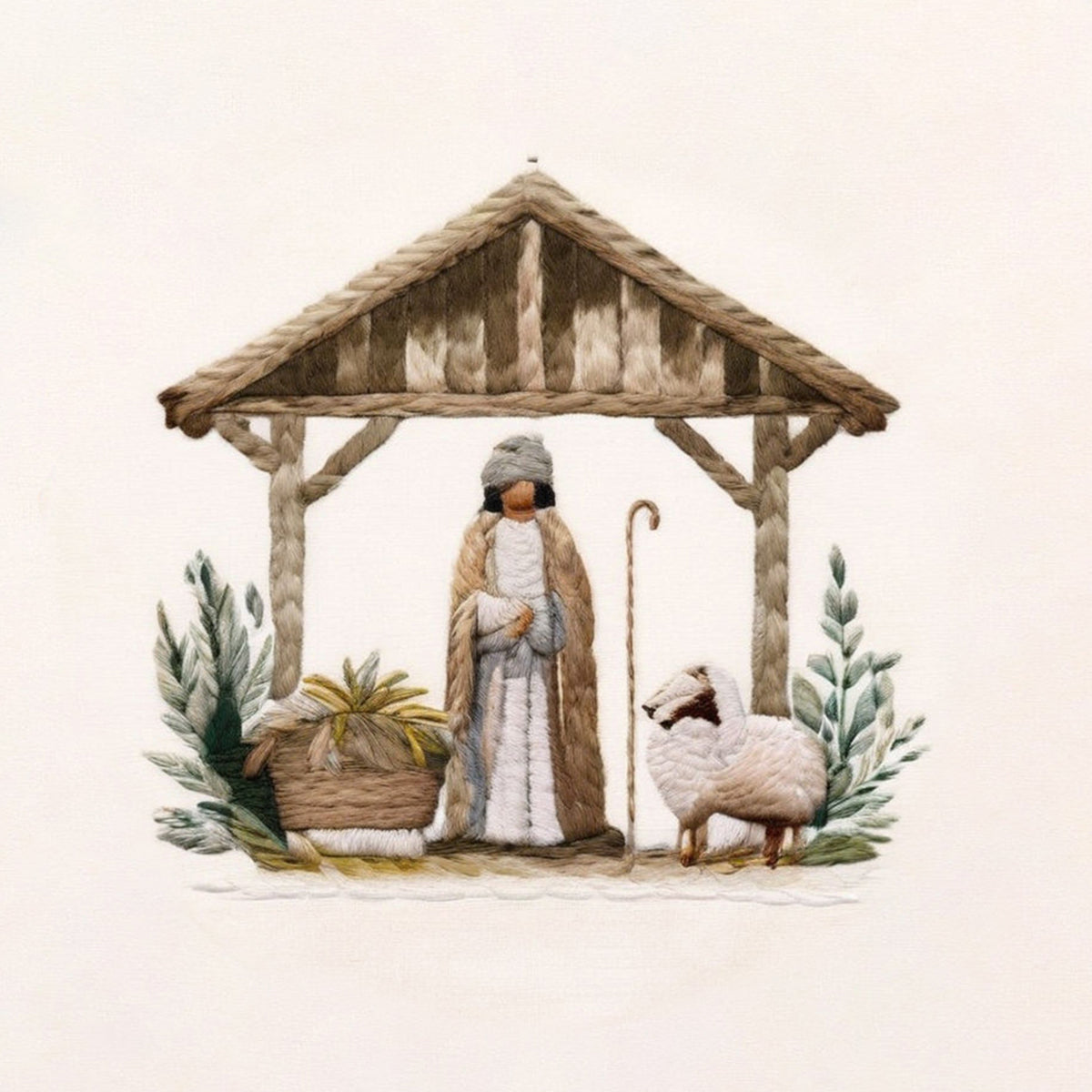 Rubbyoo Embroidery Kit - Mary And Joseph Admiring Baby Jesus In The Manger