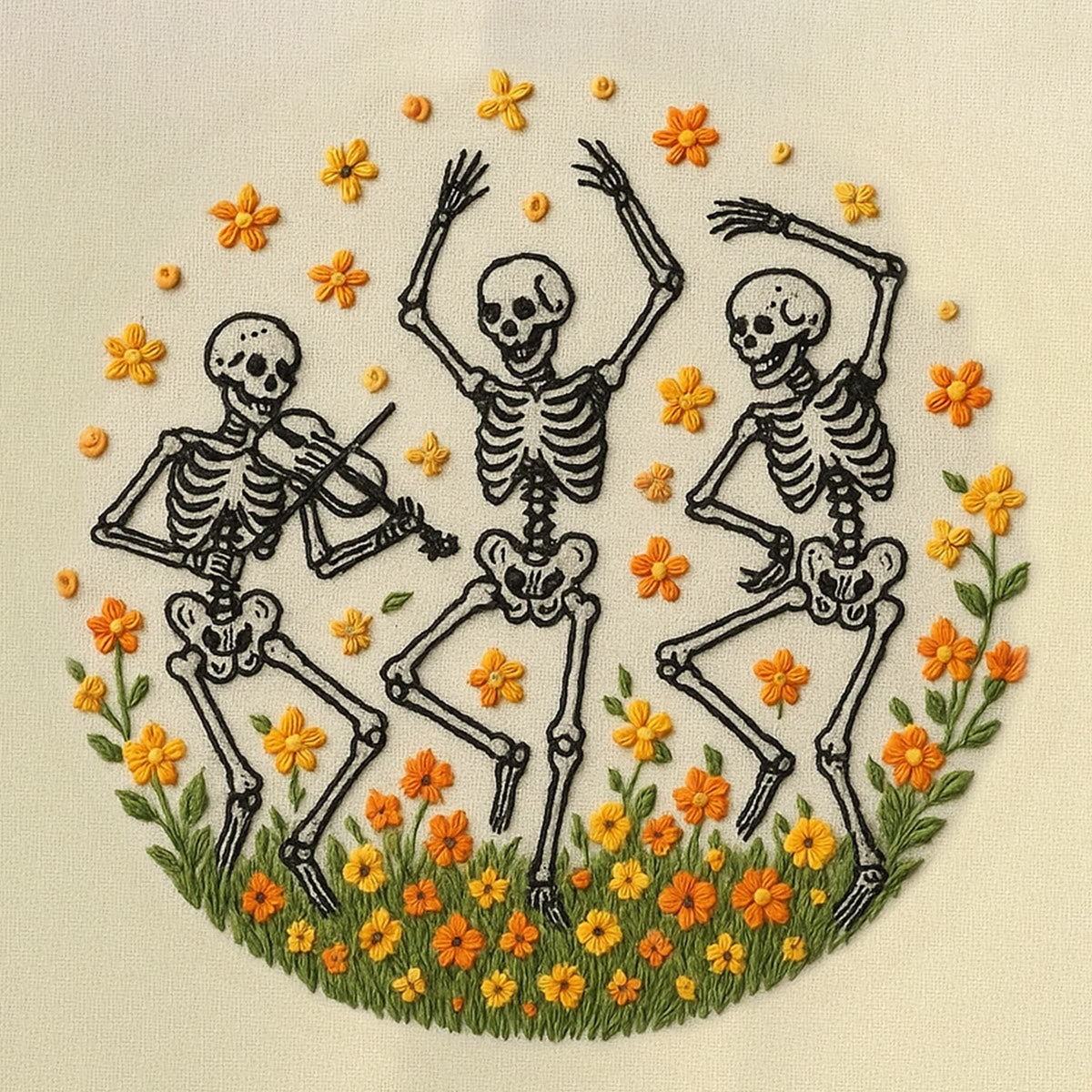Rubbyoo Embroidery Kit - Spooky Skeleton |  Diy Halloween Needlework