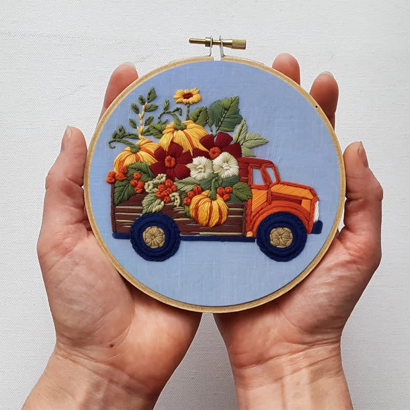 Rubbyoo Embroidery Kit - Truck and Pumpkins