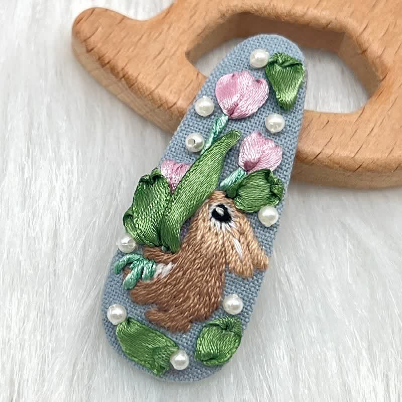 Embroidered hair clip DIY handmade material bag hair accessory headpiece