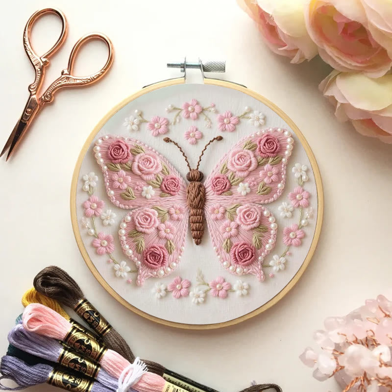 Rubbyoo Embroidery Kit - Stunning Rose Butterfly | Beautiful Handmade Gifts