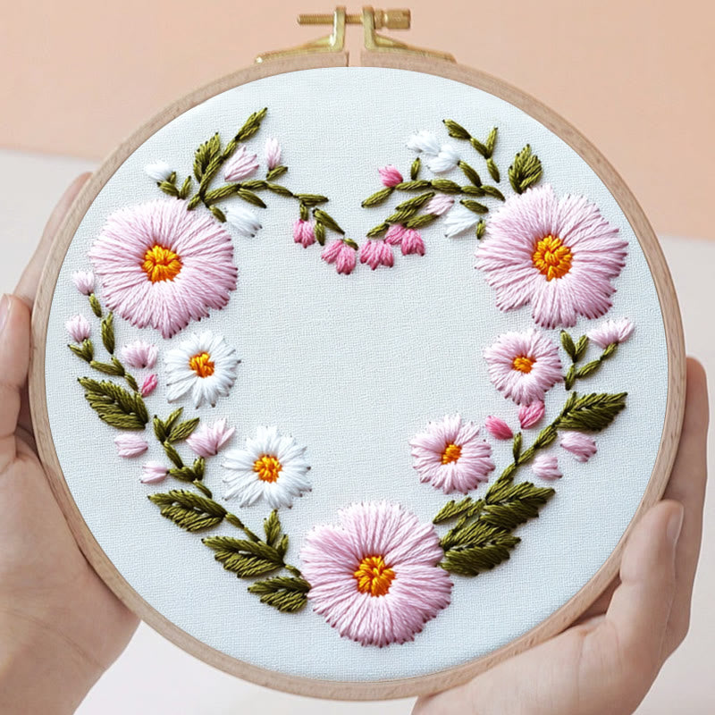 Rubbyoo Embroidery Kit - Floral Embrace | Easy Embroidery Kit for Beginners