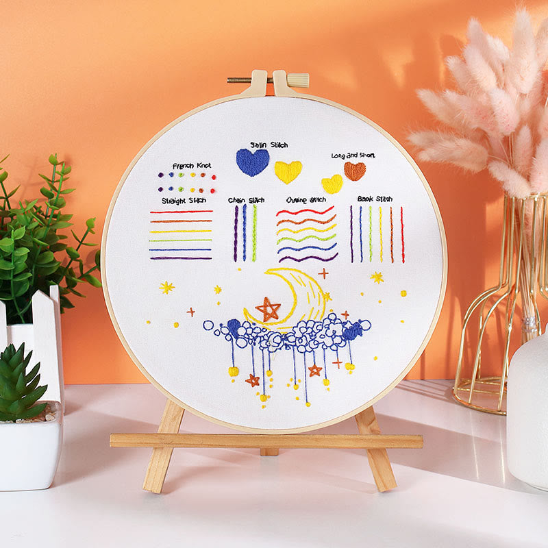 Rubbyoo Embroidery Stitch Book Kit - Basic Embroidery Stitches | Starter Learning Practice Set | Diy Needlepoint Crafts