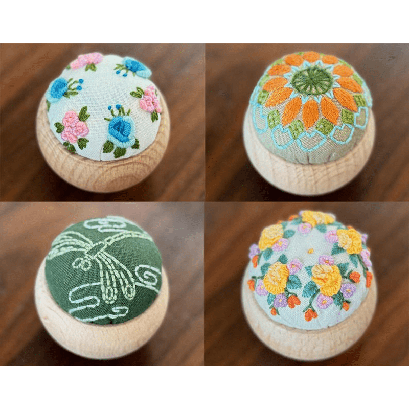 Wooden Embroidery Pin Cushion Pin Keeper