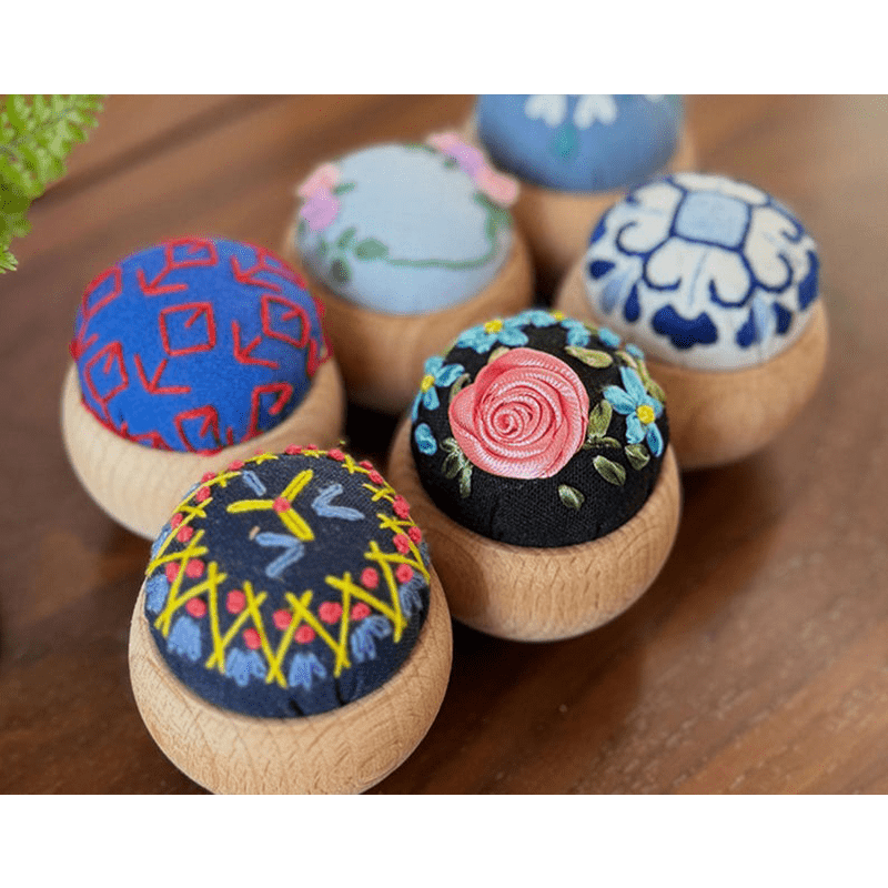 Wooden Embroidery Pin Cushion Pin Keeper