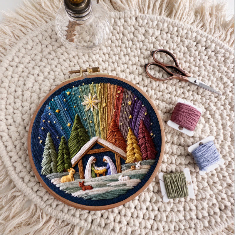 Rubbyoo Embroidery Kit - Nativity With Aurora | Stunning Christmas Gift | Precious Handmade Collection