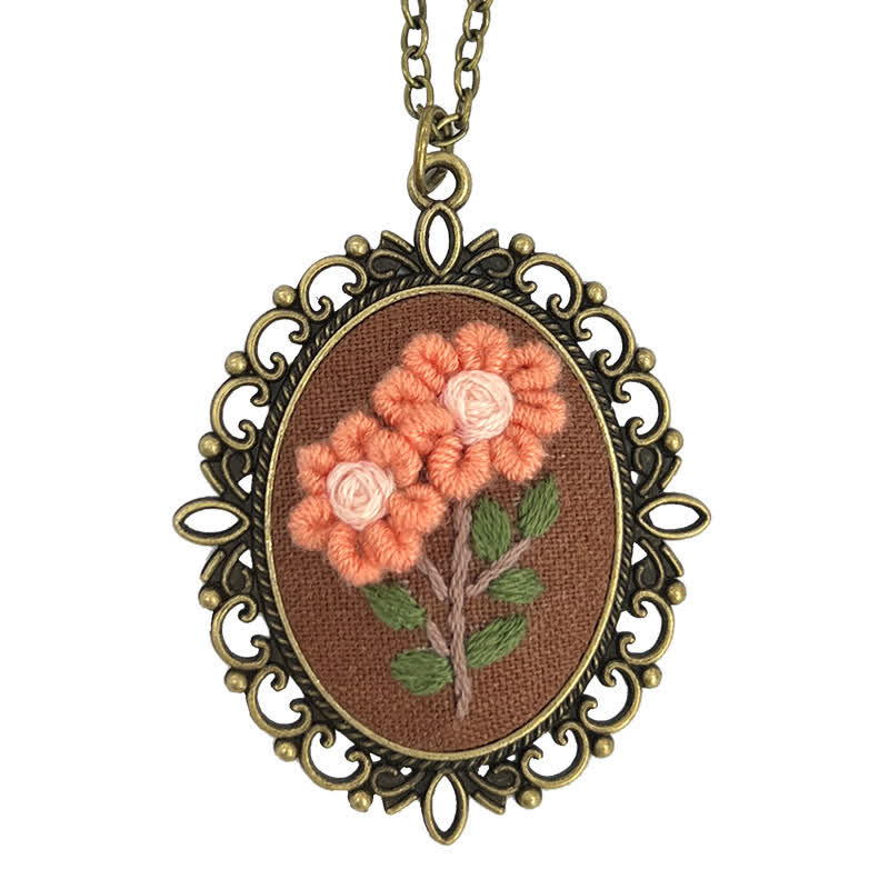 Hand Embroidered Pendant Necklace