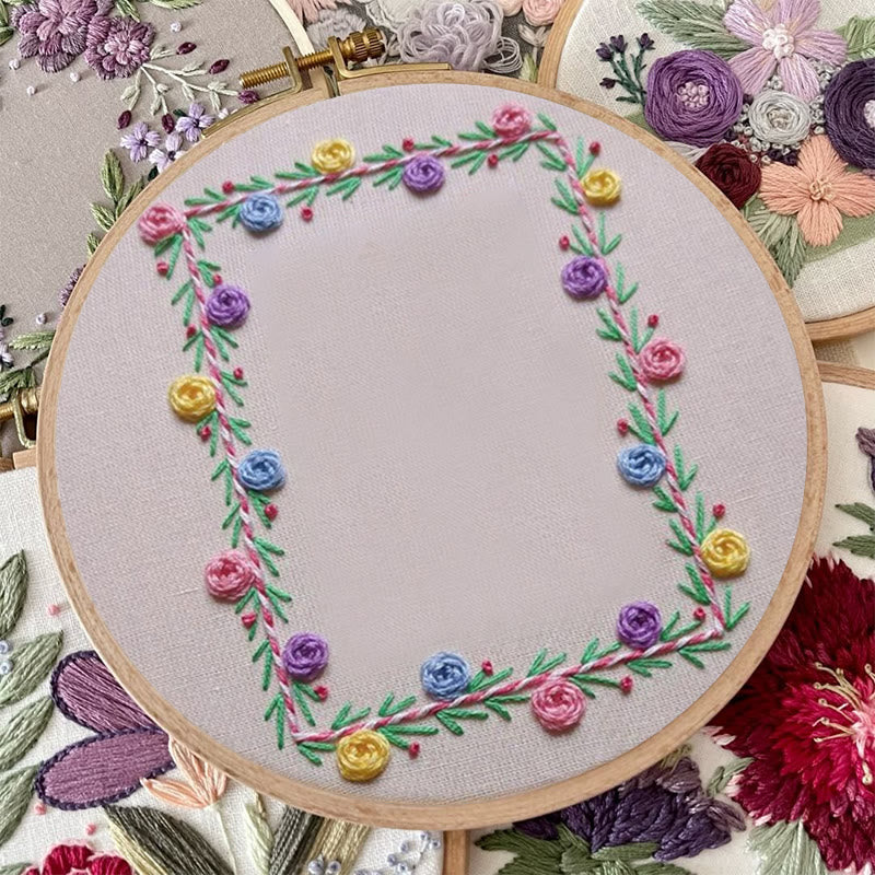 Rubbyoo Embroidery Photo Frame Kit - Colourful Flowers | Easy Needle Craft | Nice Gifts For Lovers