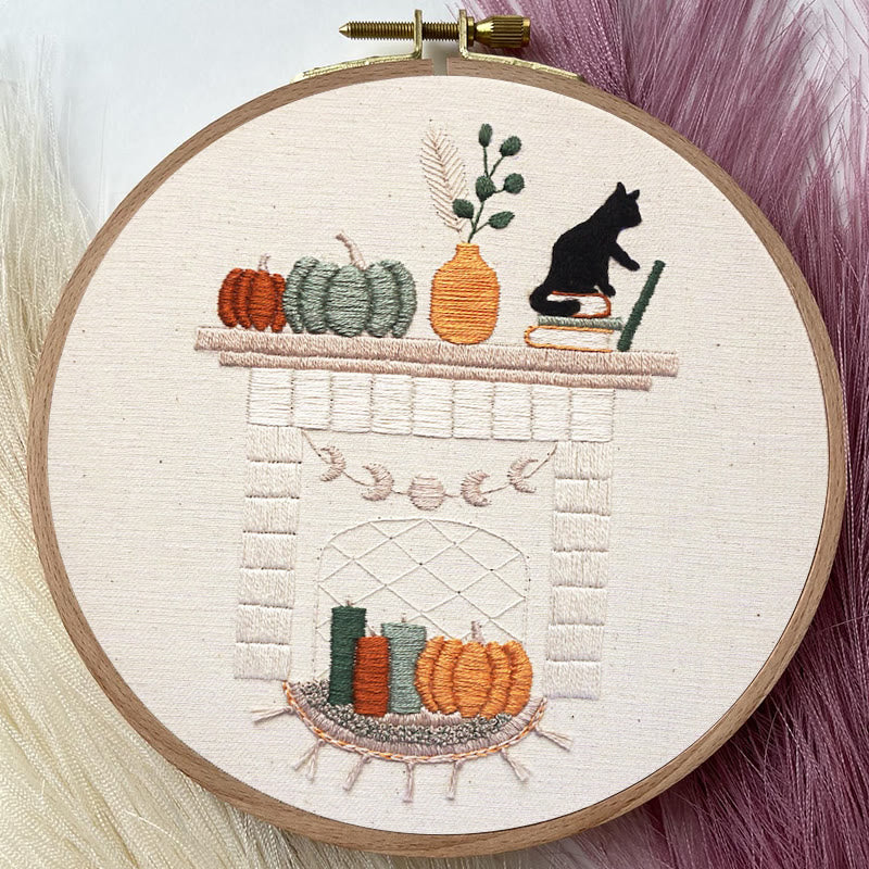 Rubbyoo Embroidery Kit - Autumn Hearth | Holiday Needle Craft Gifts
